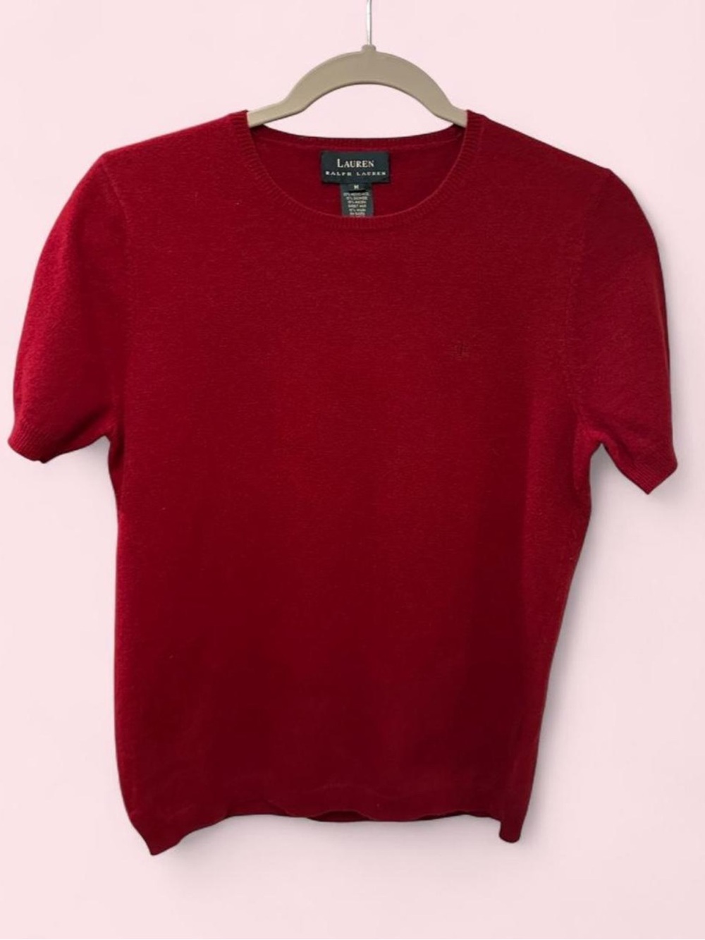 Ralph Lauren Red Short-Sleeve Knit Sweater ( Minor Wear in Armpit Area)